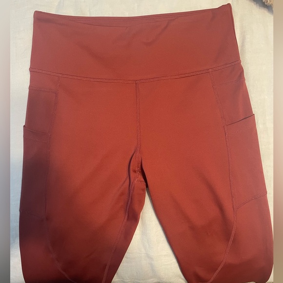 Zyia Burnt Rose Red Pocket Pocket Light n Tight Hi-rise 7/8 24" Leggings Sz 8-10 - Picture 3 of 5